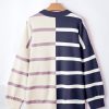 Women's Oversized Blue Stripe Colorblock Sweater - Image 5