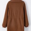 Women's Brown Half Zip Fleece Pullover Sweatshirt for Casual Comfort - Image 6