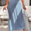 Women's Beau Blue High Waist Denim Maxi Skirt with Button Front and Side Pockets - Image 2