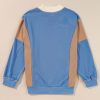 Trendy Women's Sky Blue Baggy Sweatshirt with Color Block Sleeves and Ribbed Details - Image 5