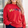 Fiery Red Tinsel Merry Pattern Drop Shoulder Plus Size Sweater for Women - Image 12