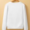 Women's White Textured Puff Long Sleeve Round Neck Top - Image 9