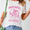 Women's White Western BREAK HORSES Cowboy Graphic Crewneck T-Shirt - Image 9