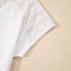 Women's White Lace Crochet Textured Button Back V Neck T-Shirt for Casual and Vacation Wear - Image 9