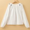 Women's White Geometric Embroidered Long Sleeve Buttoned Blouse - Chic Bohemian Style - Image 4