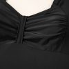 Women's Black Plus Size Solid Pleated Ruffled One Piece Swim Dress for Beach Days - Image 24