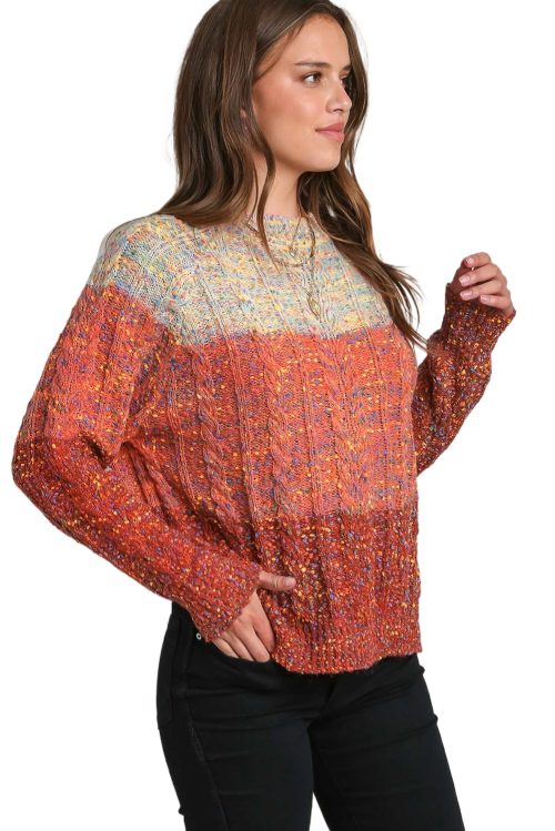 Women's Multicolour Colorful Confetti Wool Ball Knitted Sweater - Festive Winter Fashion