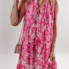 Women's Rose Floral Sleeveless Tasseled Lace-up Neck Tiered Midi Dress for Spring - Image 6