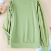 Women's Mist Green Patchwork Sleeve Round Neck Sweatshirt - Image 4