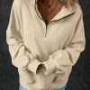 Women's Smoke Gray Zip-up Stand Neck Kangaroo Pocket Sweatshirt - Image 5