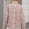 Women's Pink Floral Print Stand Neck Coat with Contrast Edge Detail - Image 4