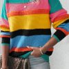 Women's Yellow Colorblock Mixed Textured Drop Shoulder Sweater for Casual Fall Style - Image 2