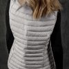 Women's Silvery Plush Collared Quilted Zipped Puffer Vest for Casual Layering - Image 2