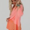 Women's Grapefruit Orange Contrast Color Patchwork Oversized Long Sleeve Top - Image 3