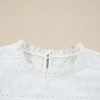 Women's White Lace Neckline Flutter Sleeve Blouse with Eyelet Details - Image 13