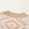 Plus Size Aztec Print Loose Sweater - Apricot Color - Image 11