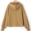 Women's Brown Fleece Lined Half Zipper Hoodie with Kangaroo Pockets - Image 8