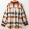 Plus Size Women's Brown Stripe Plaid Print Collared Button Up Jacket - Image 10