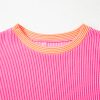 Women's Multicolour Corded Colorblock Crewneck Tee - Stylish and Cozy Casual Top - Image 8