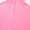 Women's Bonbon Pink Zip-up Stand Neck Kangaroo Pocket Sweatshirt - Image 16
