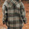 Women's Mist Green Plaid Print Shacket with Chest Pockets - Image 2