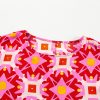 Women's Strawberry Pink Geometric Print Loose Blouse with Shirred Cuffs - Image 6