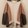 Plus Size Brown Colorblock Hoodie with Exposed Seams - Image 6