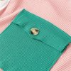 Women's Pink Colorblock Ribbed Oversized Sweatshirt with Buttoned Neckline - Image 9
