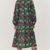 Women's Green Horse Printed Plus Size Midi Dress with Long Sleeves - Image 2