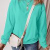 Women's Aruba Blue Solid Drop Shoulder Fleece Lined Sweatshirt - Image 5