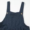 Women's Sail Blue Plaid Print Buttoned Pocketed High Waist Overall Jumpsuit - Image 14