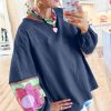 Women's Sail Blue Flower Patchwork Oversized Pullover Shirt - Image 5