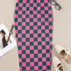 Women's Rose Checkered Print High Waist Midi Skirt - Image 6