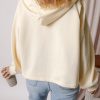 Women's Beige Fleece Lined Half Zip Pullover Hoodie - Image 3