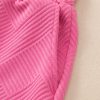 Bonbon Pink Textured V Neck Top and Wide Leg Pants Set for Women - Image 11