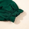 Elegant Women's Blackish Green Solid Blouse with Puff Sleeves and Frilled Trim - Image 9