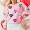 Women's Pink Sequin Heart Graphic Sweatshirt - Romantic Letters for Valentine's Day - Image 6
