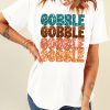 Women's White Glittering GOBBLE Graphic Crewneck T-Shirt for Thanksgiving - Image 6