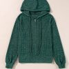 Women's Evergreen Ribbed Zip Up Front Drawstring Hoodie - Trendy and Comfortable - Image 7