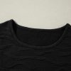 Women's Black Slim Fit Long Sleeve Wavy Textured T-Shirt - Image 10