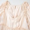 Women's Apricot Tiered Ruffled Puff Sleeve Loose Fit Mini Dress - Image 15