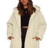 Women's Beige Quilted Hooded Coat with Snap Button Closure - Image 23