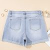 Women's Beau Blue High Waist Plus Size Denim Shorts with Folded Edge Detail - Image 5