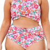 Rose Plus Size Floral Print Twisted High Waist Bikini Set for Women - Image 12