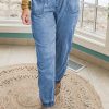 Women's Plus Size Dusk Blue Drawstring Waist Pocketed Denim Joggers for Casual Style - Image 5