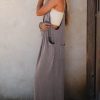 Women's Philippine Gray Corded Adjustable Straps Wide Leg Loose Overall Jumpsuit - Image 3