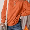 Women's Russet Orange Solid Fleece Lined Drop Shoulder Terry Sweatshirt - Image 2