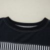 Women's Oversize Black White Striped Patchwork 3/4 Sleeve Top - Image 7