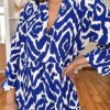 Women's Western Inspired Blue Abstract Geometric Maxi Dress - Image 5