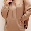 Women's Light French Beige Drawstring Turtleneck Dolman Sleeve Sweatshirt - Image 8